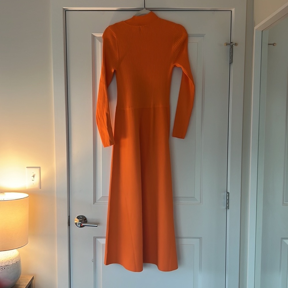 Orange Midi Ribbed knit Karen Millen Dress